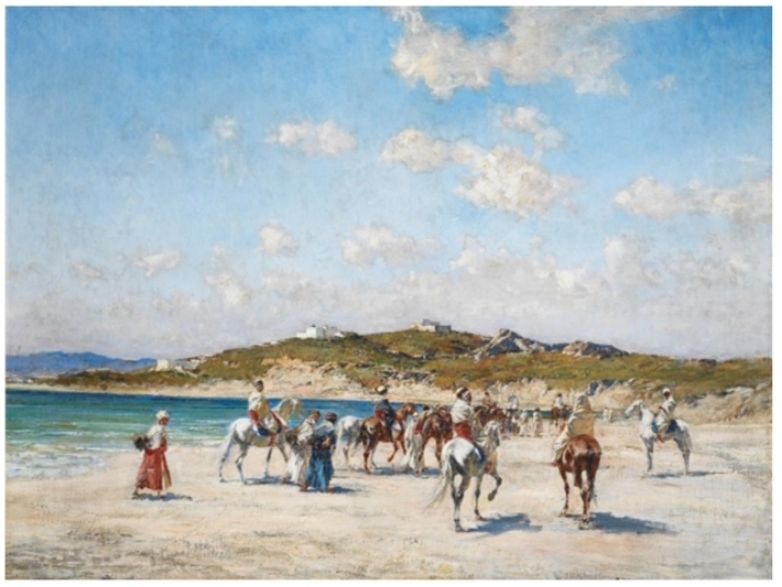 Cavaliers bedouins. Jinetes beduinos. Óleo / tela 65.5 x 86.5cm. Colección privada, USA.