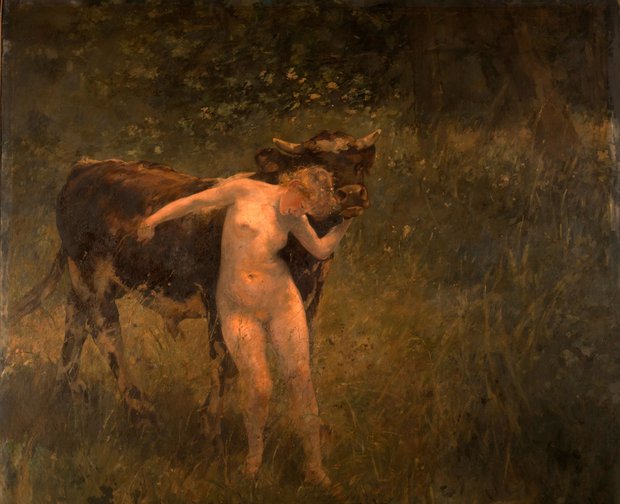 Femme et taureau (Mujer y toro), 1885. Óleo / tela. 241 × 277 cm.