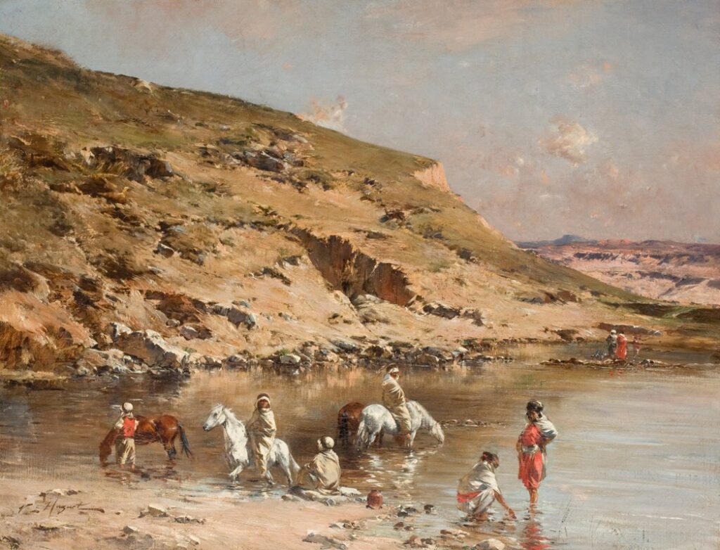Horses bathing .Óleo / tela 66 x 83.8 cm. Colección privada. Proveniencia: Durand-Ruel, Paris y Nueva York (etiqueta al dorso).