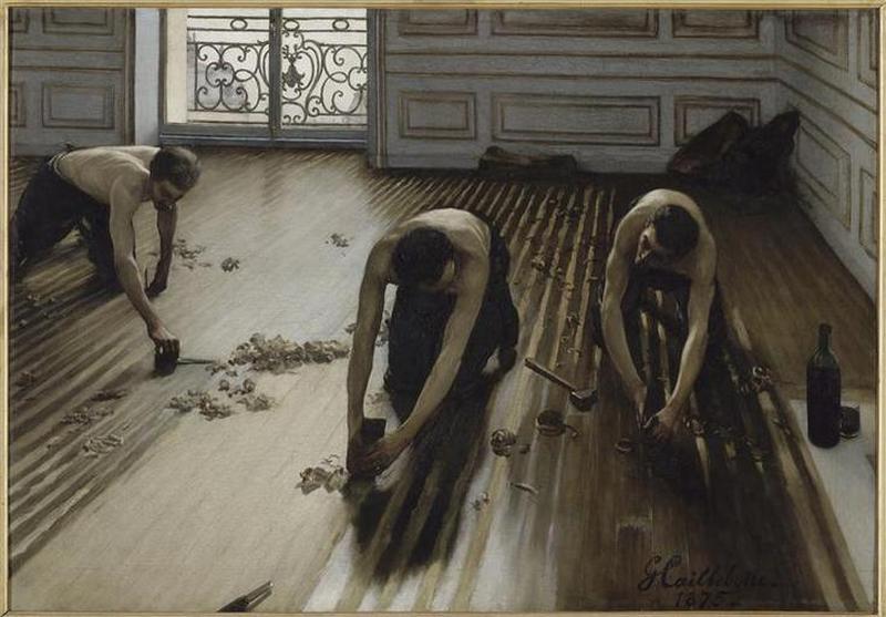 Raboteurs de parquet (Los pulidores de parqué), 1875. Óleo / tela, 102 x 147 cm.